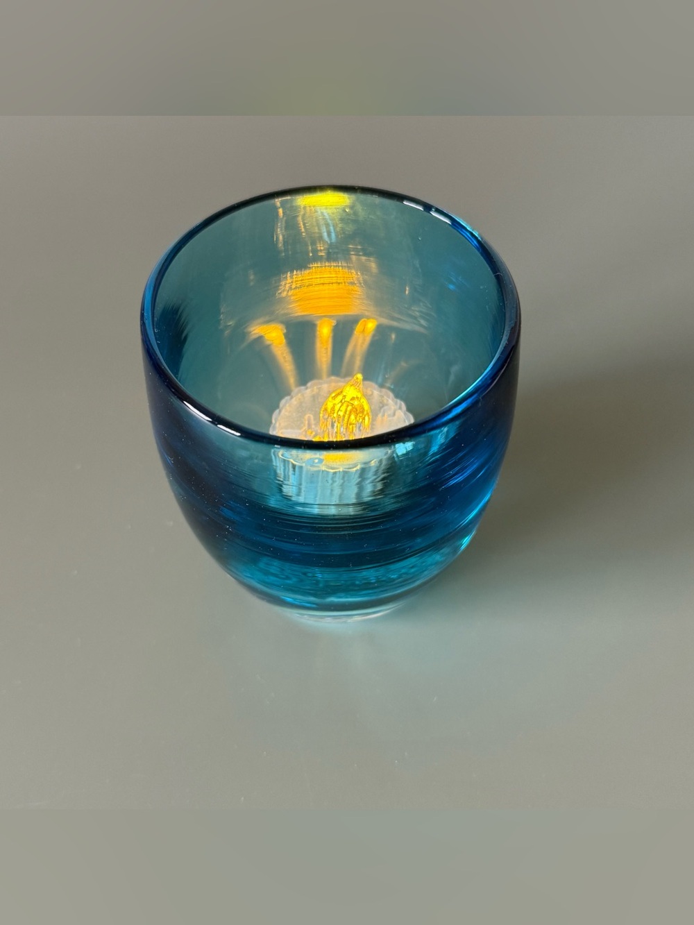 glassybaby blue eye hand-blown glass candle holder - Picture 4 of 8